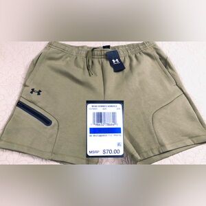 LAST LEFT..NEW..MEN XL UNDER ARMOUR UNSTOPPABLE FLEECE SHORTS (CANTEEN GREEN)